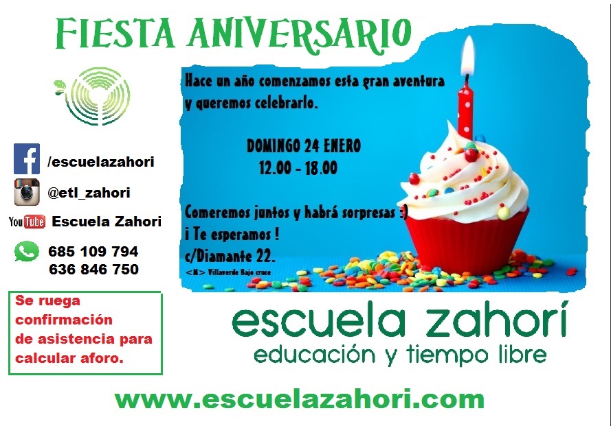 Cartel Aniversario - Escuela Zahorí